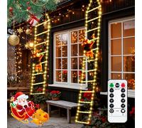 Purpledi 3 Meter Luci Decorazioni Natale con 310 LED Scala e Babbo Natale, Luce Addobbi a Scaletta con 8 modalità, Scala LED Con Babbo Luminoso, Luci Natalizie per Finestra Esterno B