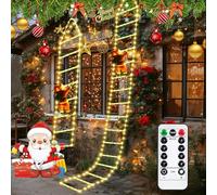 Purpledi 3 Meter Luci Decorazioni Natale con 310 LED Scala e Babbo Natale, Luce Addobbi a Scaletta con 8 modalità, Scala LED Con Babbo Luminoso, Luci Natalizie per Finestra Esterno