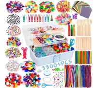 Purpledi 3300+ Pezzi Lavoretti Creativi, DIY Art Craft Set, Paillettes, Kids Mestiere Fai da Te Decorazioni Giocattoli, Giochi Creativi Bambini 3 4 5 6+ Anni
