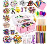 Purpledi 3300+ Pezzi Lavoretti Creativi, DIY Art Craft Set, Paillettes, Kids Mestiere Fai da Te Decorazioni Giocattoli, Giochi Creativi Bambini 3+Anni