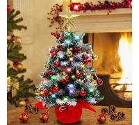 Purpledi Albero di Natale Artificiale 50cm, Mini Albero di Natale Piccolo con Luci a LED e Ornamenti da Appendere per Decorazioni per Natale, Casa, Cucina, Tavolo da Pranzo Decorazione