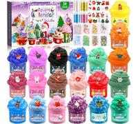 Purpledi Calendario dell'Avvento Slime 2025, Calendari dell'Avvento di Natale per Bambini Fai da te 24 Giorni di Conto Alla Rovescia, Slime Fluffy 20 Sorprese di Slime Regalo per ragazzi Ragazze A