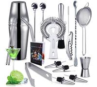 Purpledi Cocktail Shaker Set di 20 Pezzi, in Acciao Inox, Kit Barista Professionale, da 750 ml, Amanti dei Cocktail, per Feste da Bar a Casa