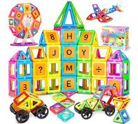Purpledi Costruzioni Magnetiche 120 Pezzi, Giochi Magnetici per Bambini, Blocchi Magnetici per Bambini Educativi Calamite Montessori Costruzioni per Bambini per Bambini 3 4 5 6 7 8 anni Natale Regalo