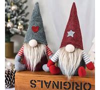 Purpledi Gnomi Natalizi Set di 2, Gnomo di Peluche per Decorazioni Natalizie, Handmade Santa in Peluche Decorazione, Elfo Babbo Natale per Tavolo Regali Albero Natale Tavolo Camino