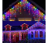 Purpledi Luci Natale Esterno Cascata 10M 400 LED Tenda Luminosa Esterno Natale Prolungabile Luci di Natale Cascata, 8 Modalità IP44 Impermeabile per Natale,Tetto, Balcone, Giardino, Colorato