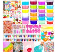 Purpledi p-shuijinni890 - Set di melma fai da te con 24 colori di cristallo e colla glitterata, sottile, per artigianato fai da te e regalo per bambini