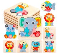 Purpledi Puzzle in Legno per Bambini - 6 Pezzi, Animali Montessori Giochi Educativi, Giocattoli 1 2 3 4 Anni, per le Abilità