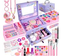 Purpledi Set Trucchi Bambina, Sicuro Atossico Lavabile Anallergico, Valigetta e Trousse, Regalo Natale Compleanno 4-10 Anni