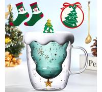 Purpledi Tazze da Caffè con Albero di Natale Tazze Carine, Tazza di Caffè Doppia Parete Tazza, Natale Tazza di caffè Doppia Parete isolata Regalo Originale per le Donne Bambini Ragazze