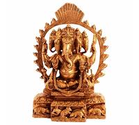 Purpledip Brass Idol Ganesha in Panchmukhi Avatar in Solid Brass Metal: Glorious Large Statue (11097)