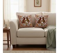 Purpledip Federa per cuscino in cotone "LoveSong": ricami etnici, set da 2, 46" (12445K)