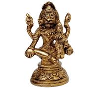 Purpledip Idolo d'ottone Narasimha Lakshmi: Statua di Vishnu Laxmi per il tempio domestico (11581A)