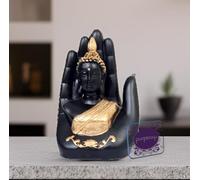 Purpledip Statua del Buddha della mano della benedizione dell'idolo della resina: statua del fiore all'occhiello per la meditazione o la decorazione domestica (12658)
