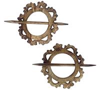 Purpledip Supporto per tende in legno "Arabian Nights": set di 2 (11885)