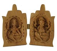 Purpledip unico Décor: statue di Lakshmi, Ganesh con le mani piegate in Namaskar posture (10688)