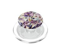 PurpleFlower Vibrant Stained Glass Purple Floral Pattern PopSockets PopGrip per MagSafe