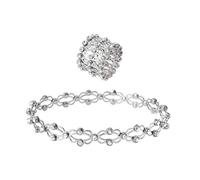 PURPLELILY 2 in 1 retrattile creativo elastico Twist pieghevole cristallo anelli telescopici anelli ebrei per gli uomini, White K, come descritto, come descritto