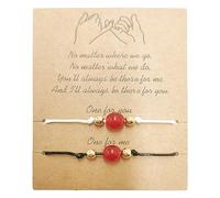 PURPLELILY 2 Pezzi/set Corniola Cristallo Del Pendente Bracciali Di Agata Rossa Perline Bracciali Coppia Stretch Per Le Donne Ragazza, Misura unica, come descritto