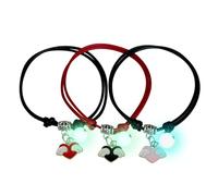 PURPLELILY 3 braccialetti dell'amicizia con perline a forma di cuore, braccialetti in corda bianca e nera, per donne, ragazze, amici, gioielli delicati, regalo a forma di cuore, Misura unica, come