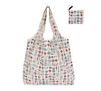 PURPLELILY Borsa per la spesa riutilizzabile portatile con grande capacità di immagazzinamento, pieghevole e lavabile, per uso multiuso e riutilizzabile, Pianta Beige, One Size