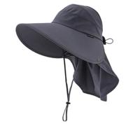PURPLELILY Cappello da sole a tesa larga da donna con coperture per il collo Cappelli traspiranti per attività all'aperto, viaggi, copricapo da spiaggia, grigio, Taglia unica