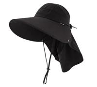 PURPLELILY Cappello da sole a tesa larga da donna con coperture per il collo Cappelli traspiranti per attività all'aperto, viaggi, copricapo da spiaggia, Nero , Taglia unica