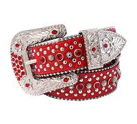 PURPLELILY Cintura in pelle occidentale tempestata di strass per uomo donna cinture in vita in cristallo vintage per abiti jeans cintura con strass cinture borchiate di cristallo per donne uomini per