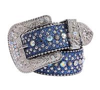 PURPLELILY Cintura in pelle occidentale tempestata di strass per uomo donna cinture in vita in cristallo vintage per abiti jeans cintura con strass cinture borchiate di cristallo per donne uomini per