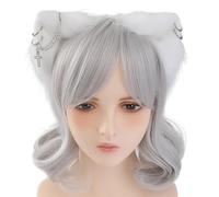PURPLELILY Cosplay - Cerchietti con orecchie da gattino, con orecchie di animali, con orecchini, per carnevale, feste, costume da diavolo, per feste in maschera, da donna