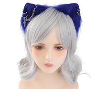 PURPLELILY Cosplay - Cerchietti con orecchie da gattino, con orecchie di animali, con orecchini, per carnevale, feste, costume da diavolo, per feste in maschera, da donna