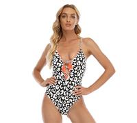 PURPLELILY Costume da bagno alla moda con schiena scoperta e taglio lusinghiero per nuotare e prendere il sole con scollo a V