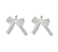 PURPLELILY Elegante Clip di Scarpa Staccabile ABS Perle e Pizzo Bowknot Lacci Delle Scarpe Fascino Decorazione Per Le Donne Calzature Accessori, 12cm/4.72inch, Il fiocco è fatto di pulizia e la perla