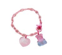 PURPLELILY Set di braccialetti a catena in resina acrilica con ciondolo a forma di orso e cuore e orso in stile cartone animato, per ragazze e donne, regalo di San Valentino per moglie, migliore amica