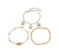 PURPLELILY Stili Shell Cavigliere Set Con Stelle Marine E Cowrie Charm Regolabile Spiaggia Piede Gioielli Per Le Donne Conchiglie Cavigliera, Misura unica, come descritto