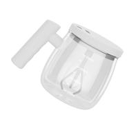 PURPLELILY Tazza in vetro con manico per mescolare caffè e latte, capacità 400 ml, funzionamento a batteria, miscelatore automatico per bevande in vetro