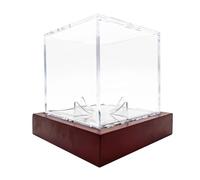 PURPLELILY Vetrina da baseball Caso acrilico trasparente cubo quadrato scatola autografata protettore cubo acrilico scatola da baseball con supporto in legno