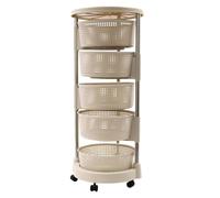 PurpleMinder Scaffale portaoggetti da cucina mobile, carrello della spesa a 5 livelli, ruotato a 360°, 16,93 x 33,46 pollici (cachi)