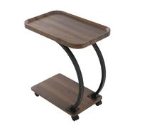 PurpleMinder Tavolino Mobile a Forma di C, 60 cm, Tavolino Alto con Ruote Richiudibili, per Divano, Soggiorno, Laptop, Tablet (Noce)