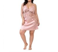 purpleq Sottoveste Donna Taglie Forti Raso e Pizzo Scollo a V
