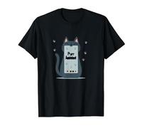 Purr Assistant: Simpatico Design Smartphone con Gatto per Gli Amanti degli Animali Domestici Maglietta, Uomo, Nero, M