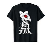 Purr Evil Cat Scheletro Goth Pentagramma Occulto Giochi di Parole di Halloween Maglietta