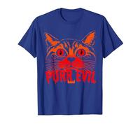 Purr Evil Satanic Cat Design spettrale per Halloween Maglietta, Uomo, Blu Reale, S
