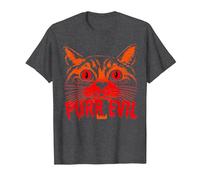 Purr Evil Satanic Cat Design spettrale per Halloween Maglietta, Uomo, Grigio Scuro, M