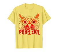 Purr Evil Satanic Cat Design spettrale per Halloween Maglietta, Uomo, Limone, 3XL