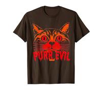 Purr Evil Satanic Cat Design spettrale per Halloween Maglietta, Uomo, Marrone, XL