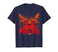 Purr Evil Satanic Cat Design spettrale per Halloween Maglietta, Uomo, Navy, 3XL