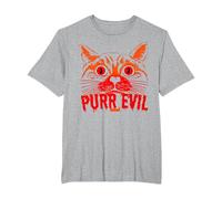 Purr Evil Satanic Cat Design spettrale per Halloween Maglietta, Uomo Taglie Grandi, Grigio Melange, 3X Tall