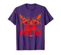 Purr Evil Satanic Cat Design spettrale per Halloween Maglietta, Uomo, Viola, 3XL