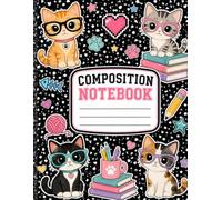 Purr-fectly Smart Composition Notebook: Cute Cat and Glasses Design, Wide-Ruled Writing Notebook for Students
